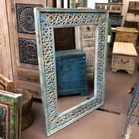 k83 8676 indian furniture blue patterned mirror mango