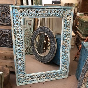 k83 8676 indian furniture blue patterned mirror main