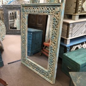 k83 8676 indian furniture blue patterned mirror portrait