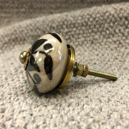 k82 4897 b indian accessory gift knobs black floral ceramic