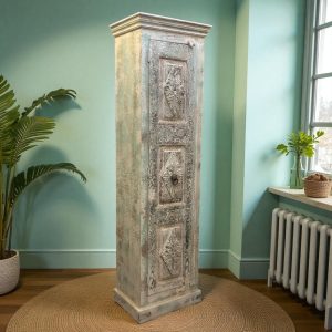 k82 4902 indian furniture eggshell tall slim cabinet main