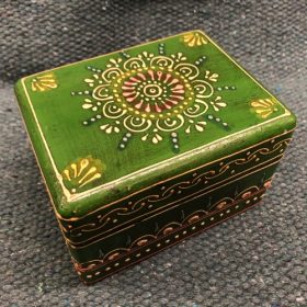 k82 7835 green indian accessory gift hand painted wooden boxes patterned