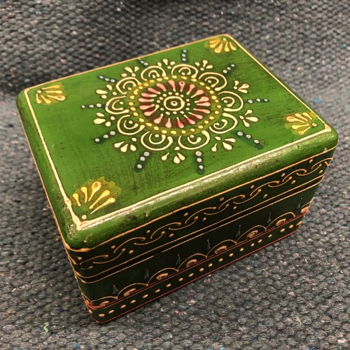 k82 7835 green indian accessory gift hand painted wooden boxes patterned