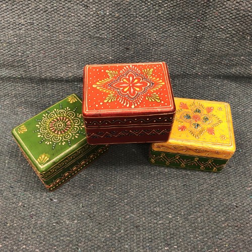 k82 7835 indian accessory gift hand painted wooden boxes colourful
