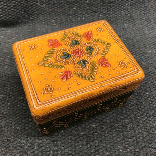 k82 7835 yellow green indian accessory gift hand painted wooden boxes patterned