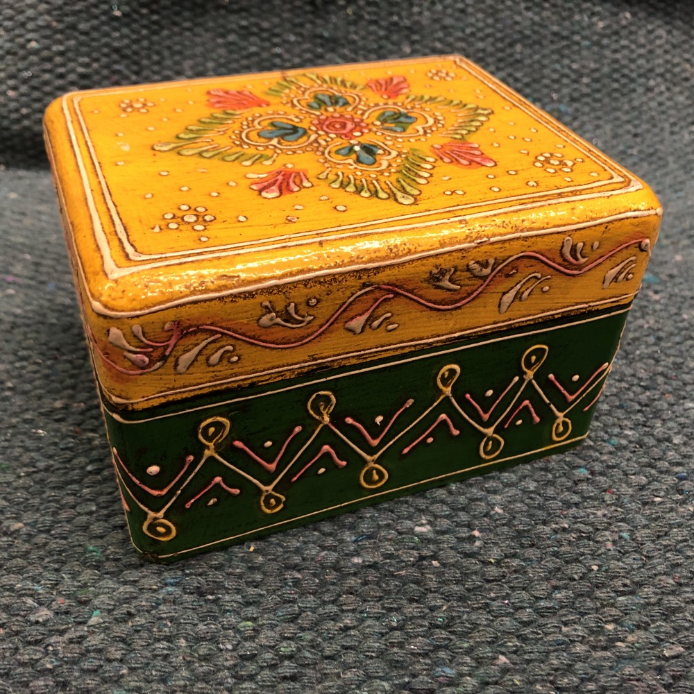 k82 7835 yellow green indian accessory gift hand painted wooden boxes main