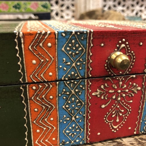 k82 7839 indian accessory gift rectangular storage box hand painted