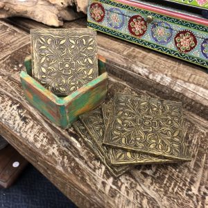 k82 7840 indian accessory gift painted wooden coasters set of 6