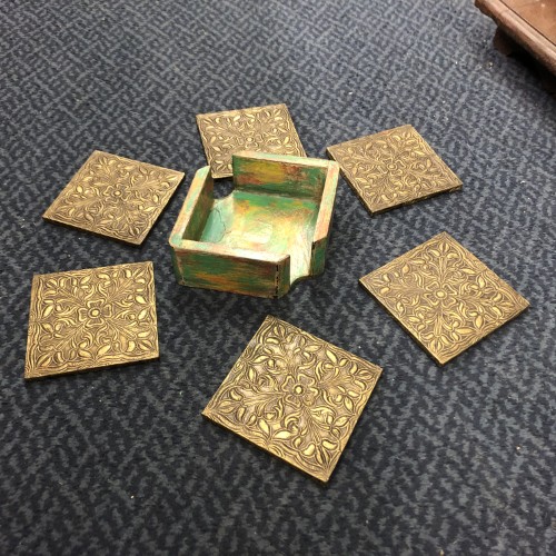 k82 7840 indian accessory gift painted wooden coasters square