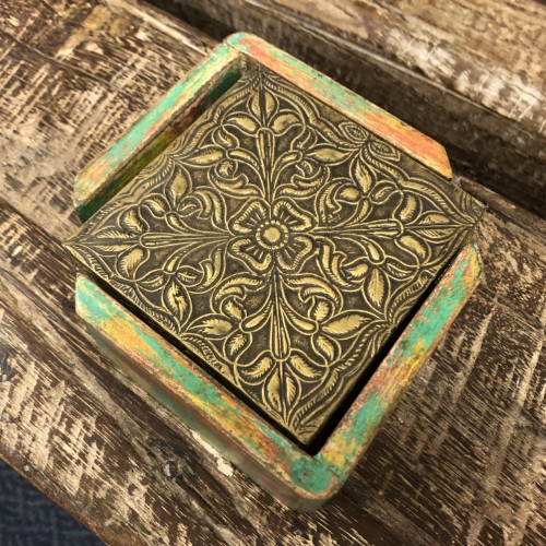 k82 7840 indian accessory gift painted wooden coasters patterned