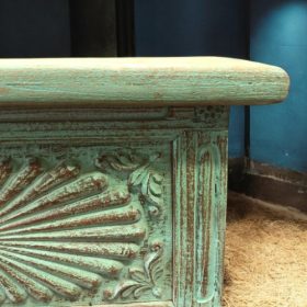 k83 8120 indian furniture unique green trunk carved