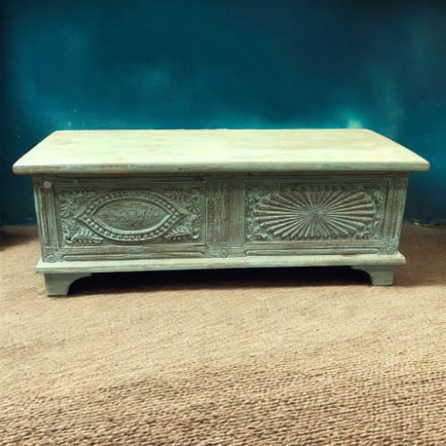 k83 8120 indian furniture unique green trunk wooden