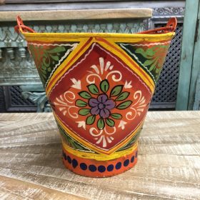 kh29 158 indian furniture hand painted buckets orange main