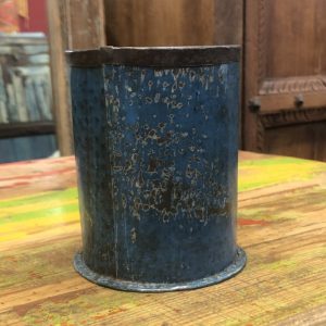 Alternative view of Rustic Blue Metal Canister