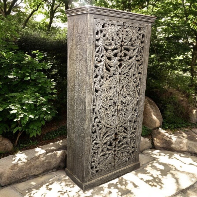 k84 3132 a indian furniture carved grey white cabinet main